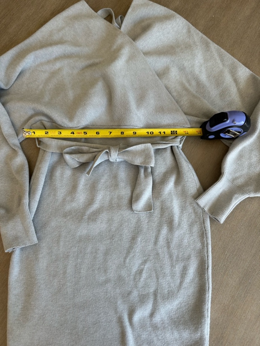 HYFVE Light Gray Long Sleeve Belted Knit Dress - Picture 3 of 5